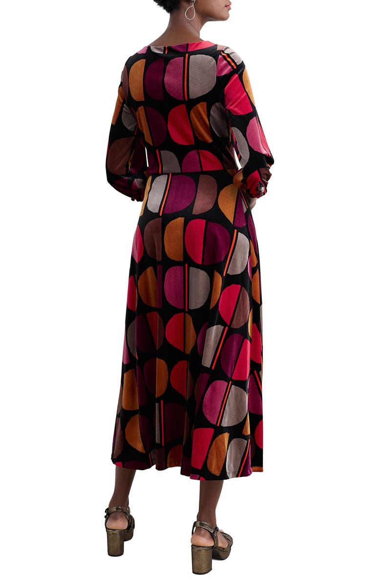 Seasalt Cornwall Oak Cottage Geo Print Velvet Midi Dress, Alternate, color, Half Moon Stamp Onyx