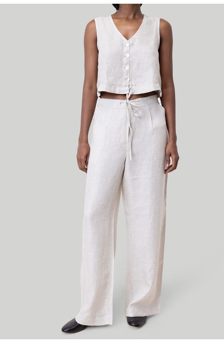Reistor Cropped vest shirt, Main, color, Linen Check White