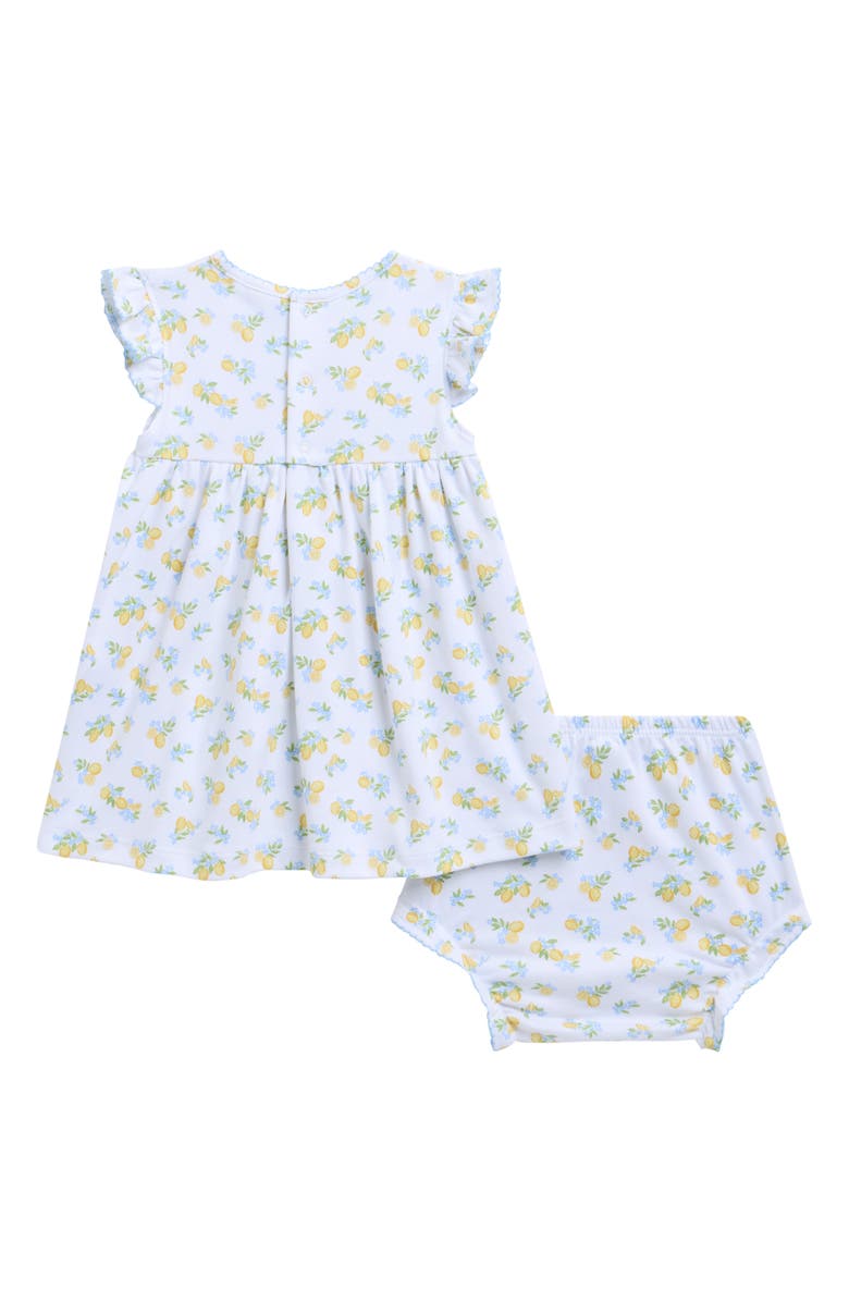 Kissy Kissy Lemmon Blossoms Print Pima Cotton Dress & Bloomers Set, Alternate, color, Blue Multi