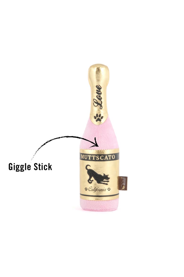 Puppy Love Barking Bubbly Plush Dog Toy, Muttscato Champagne Bottle, Alternate, color, Multicolored