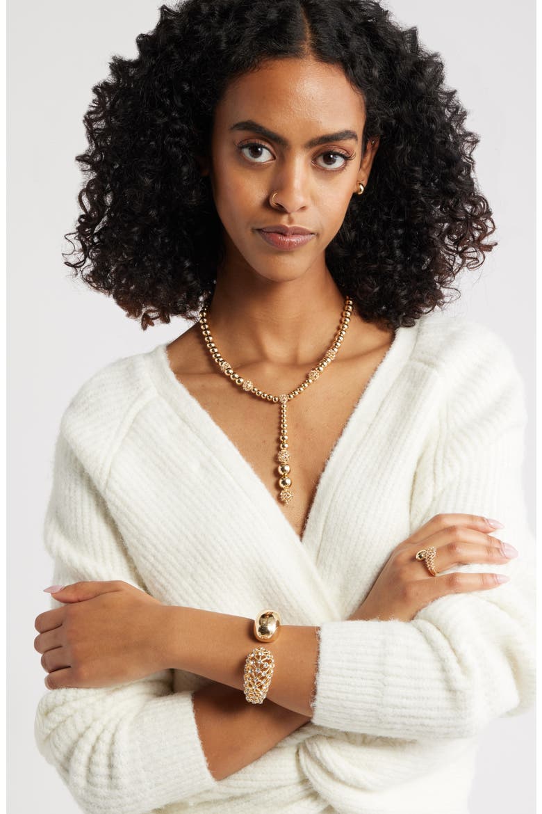 Orb Cage Y-Necklace, Alternate, color, CLEAR- GOLD