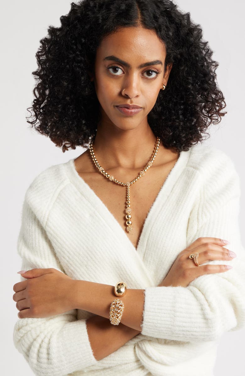 Open Edit Orb Cage Y-Necklace, Alternate, color, Clear- Gold