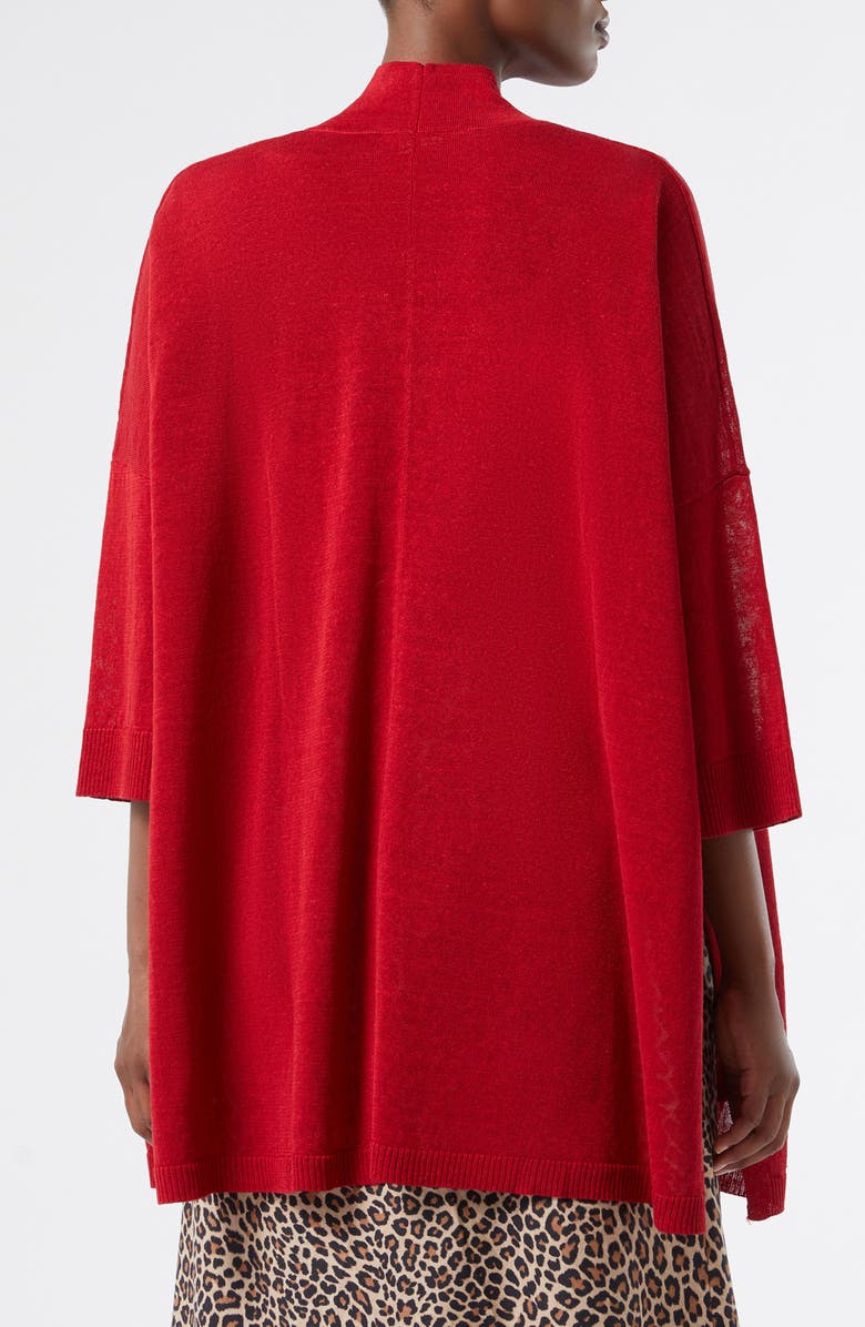 Marina Rinaldi Padana Elbow-Sleeve Linen Blend Cardigan, Alternate, color, Cherry