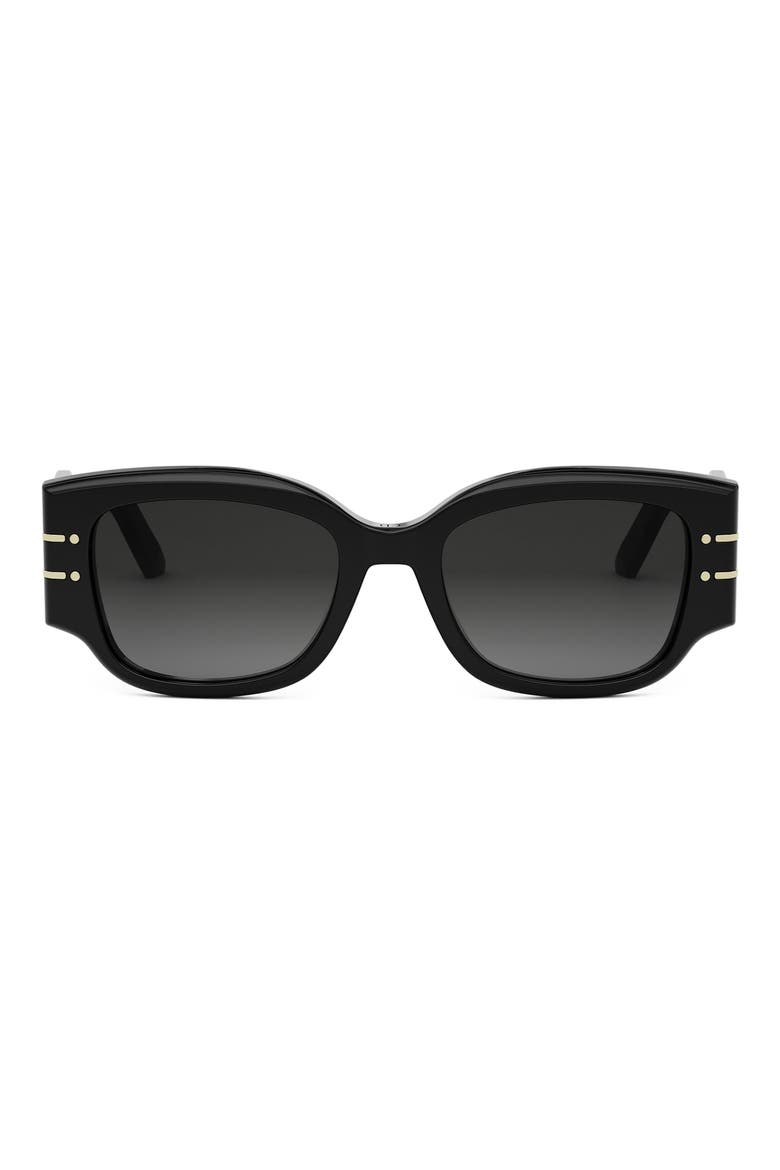 'DiorSignature S13I 52mm Rectangular Sunglasses, Main, color, SHINY BLACK / GRADIENT SMOKE