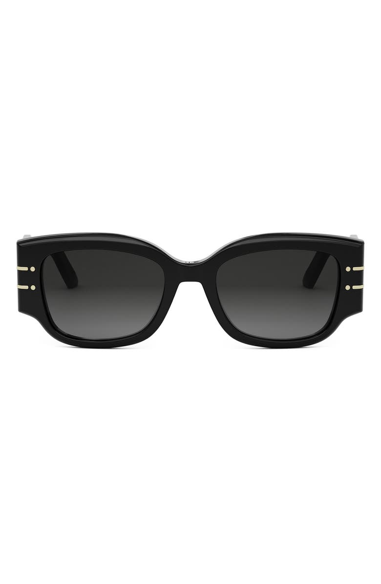 DIOR 'DiorSignature S13I 52mm Rectangular Sunglasses, Main, color, Shiny Black / Gradient Smoke