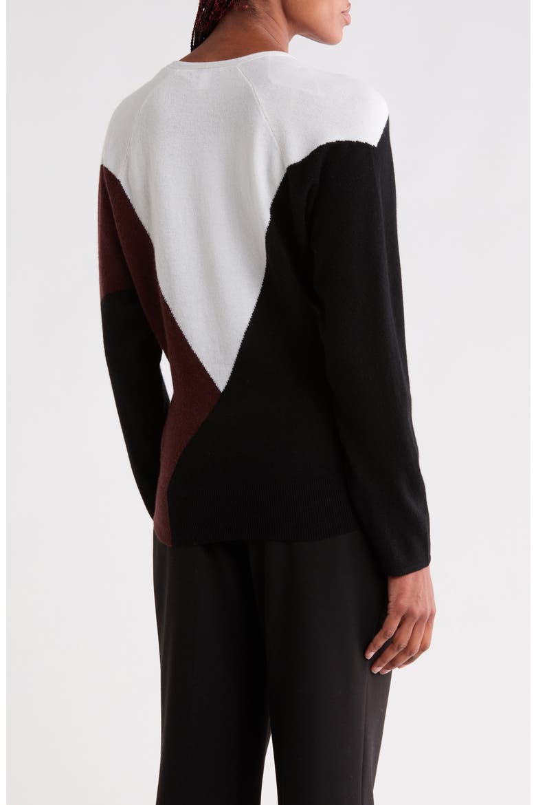 June Colorblocked V-Neck Sweater, Alternate, color, BLACK/ BURGUNDY/WHITE