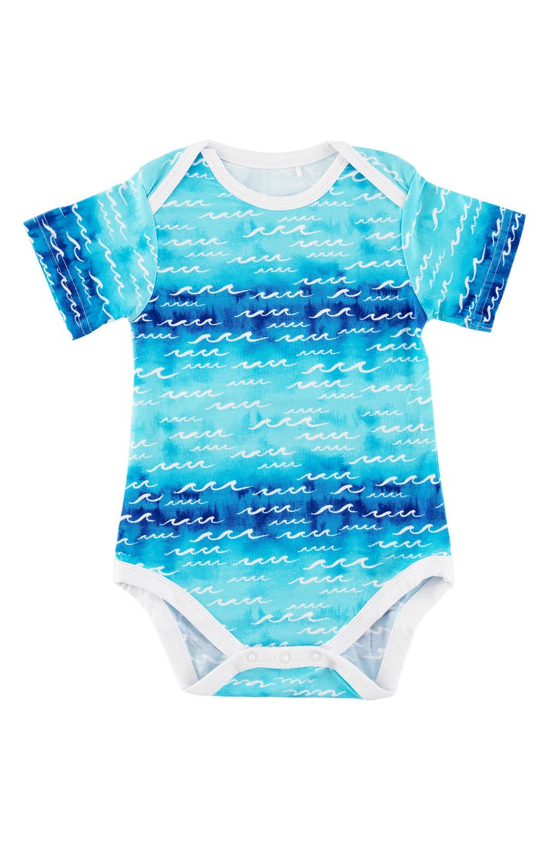 Coco Moon Nalu Wave Print Bodysuit, Main, color, Blue
