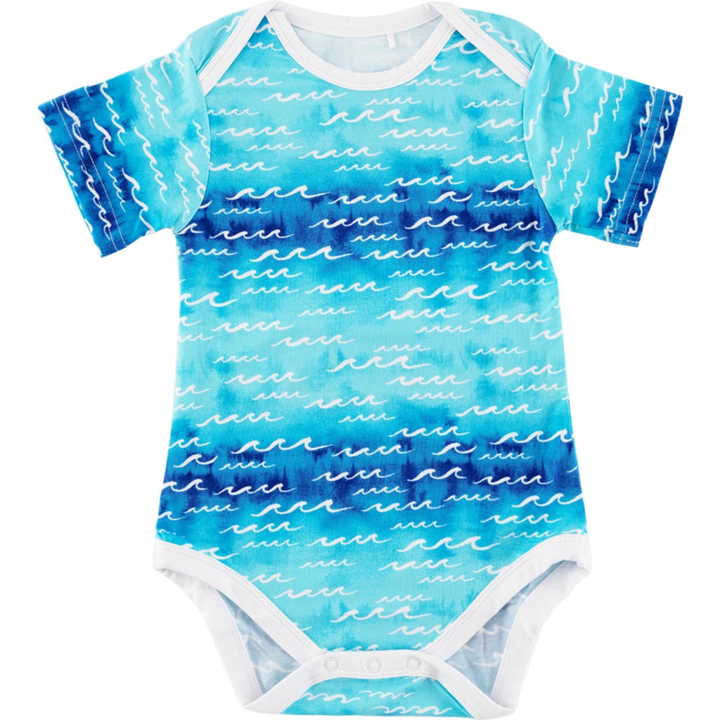 Coco Moon Nalu Wave Print Bodysuit In Blue
