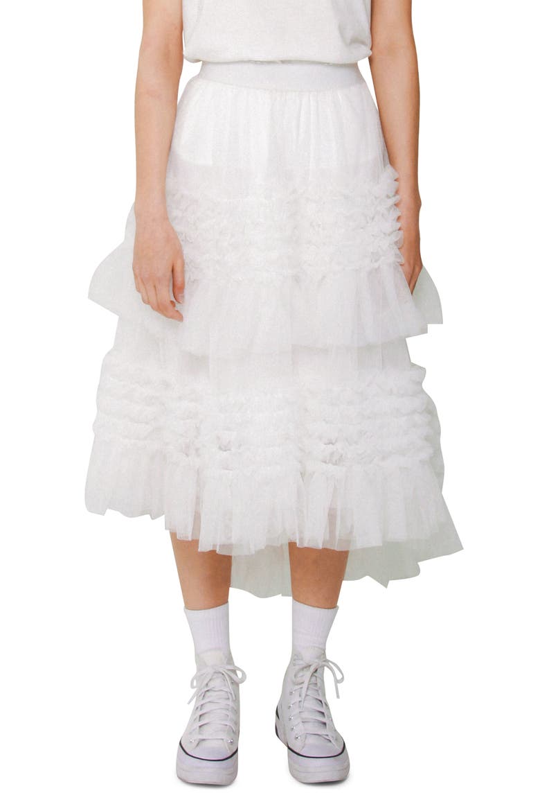 Andrea High-Low Cotton Tulle Skirt, Main, color, WHITE