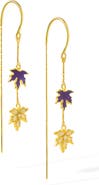 LA MENO Purple Leaf Threader Earrings
