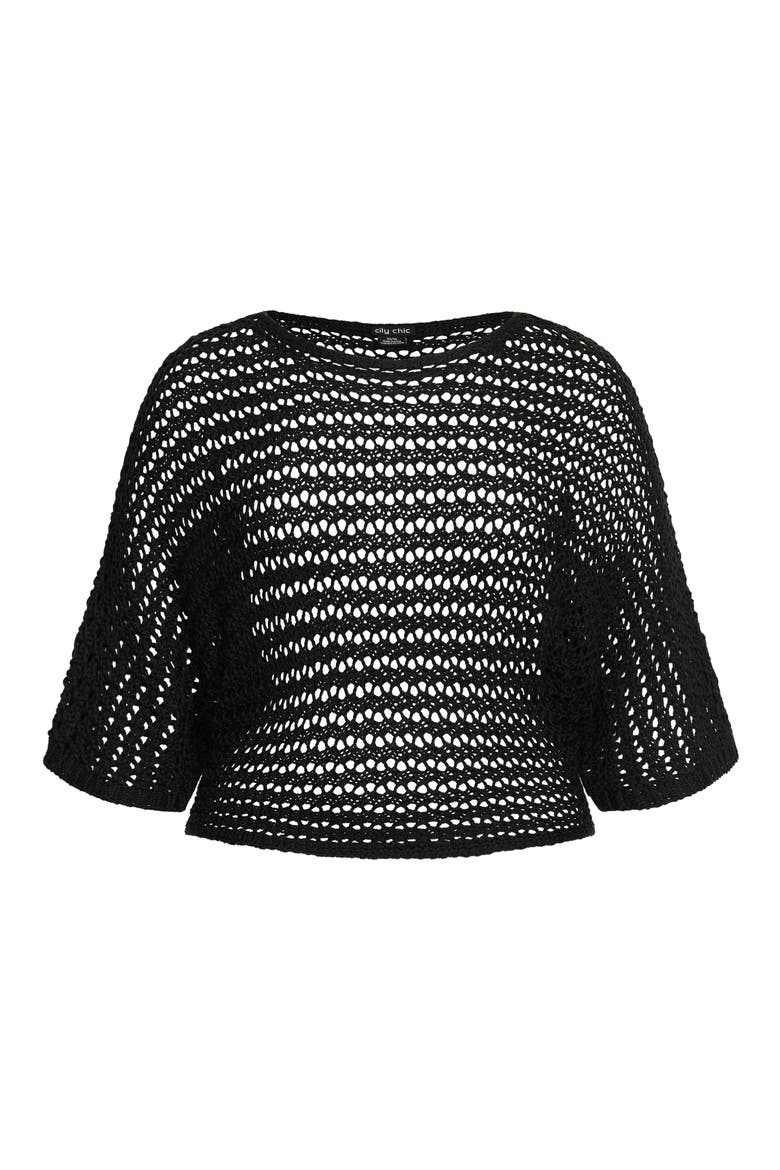 Cool Pointelle Knit Sweater, Alternate, color, BLACK