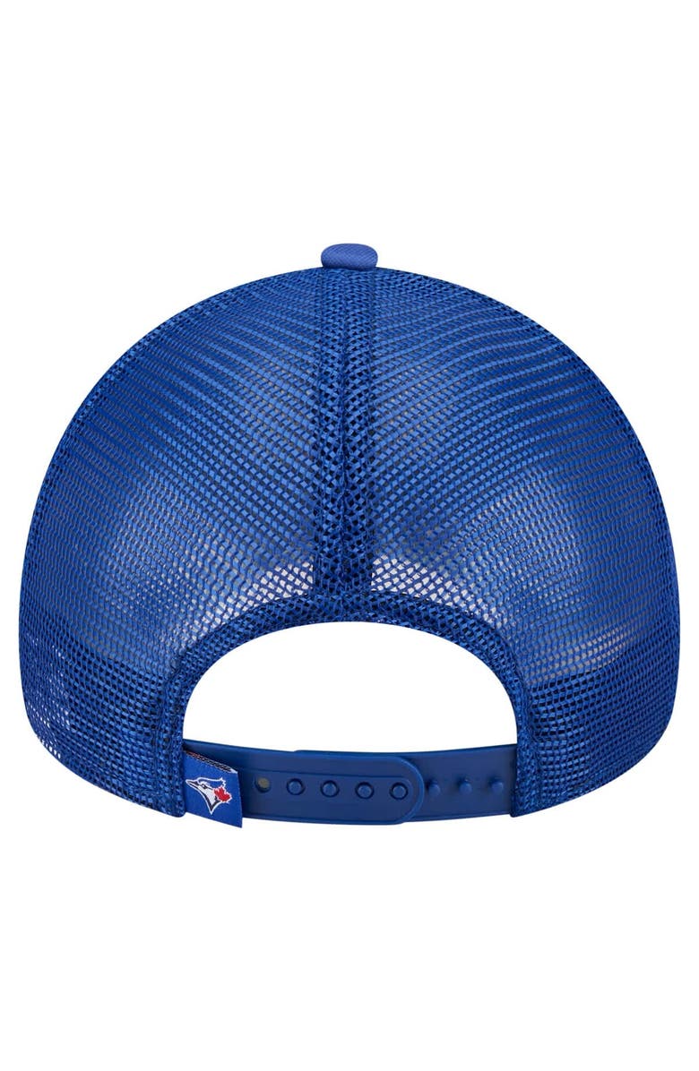 New Era Men's New Era White/Royal Toronto Blue Jays Distressed 9FORTY A-Frame Adjustable Trucker Hat, Alternate, color, White