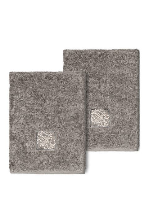 Vivian Embellished Washcloth - Set of 2 - Dark Gray