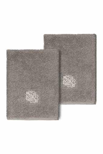 Linum Home Textiles Vivian Embellished Washcloth - Set of 2 - Dark Gray
