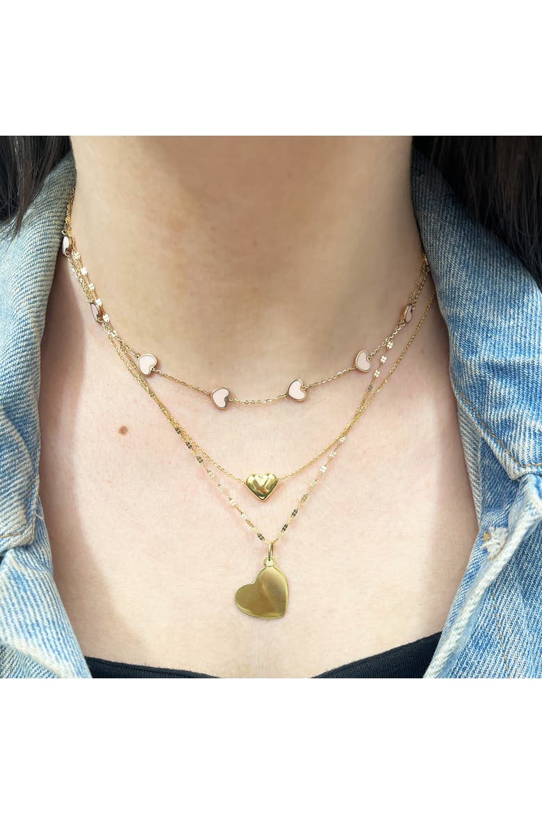 Pink Pearl Heart Station Necklace, Alternate, color, Pink Pearl