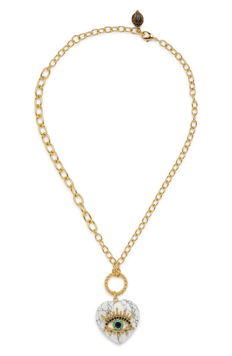 Kurt Geiger London Evil Eye Heart Pendant Necklace, Alternate, color, White