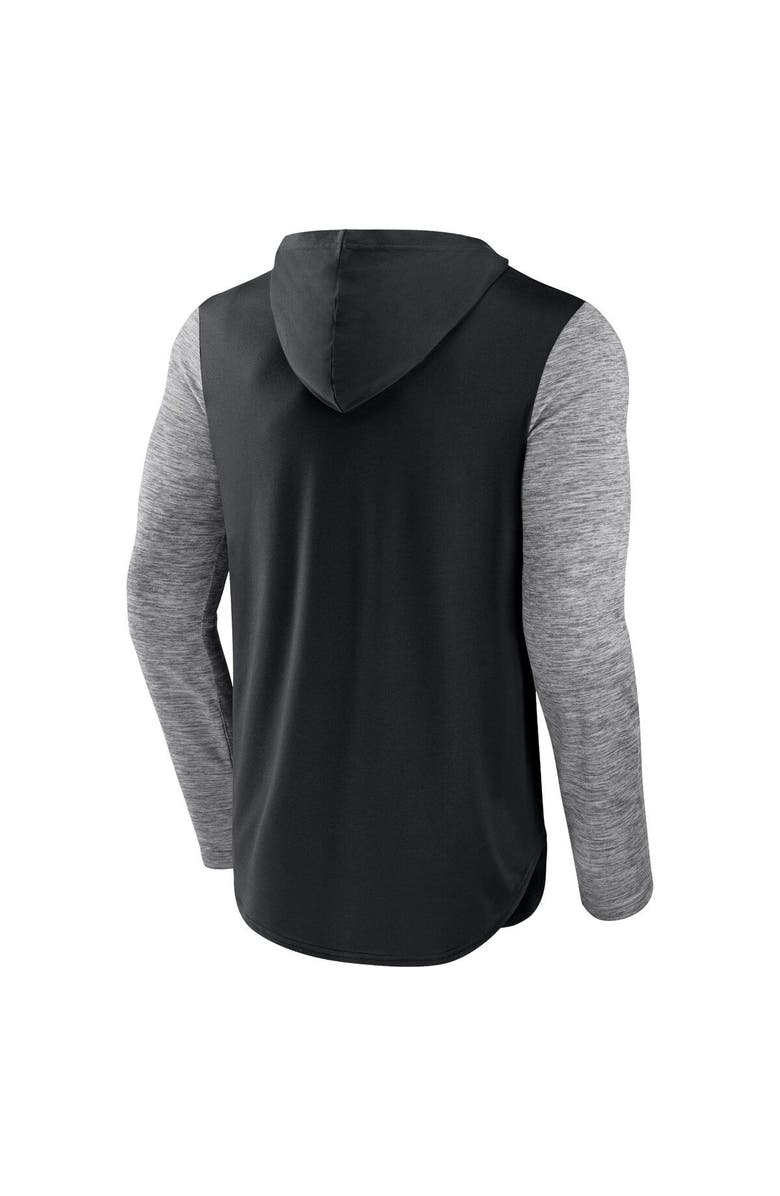 FANATICS Men's Fanatics Branded Black/Heathered Charcoal Toronto Raptors Deep Rotation Performance Pullover Hoodie, Alternate, color, 