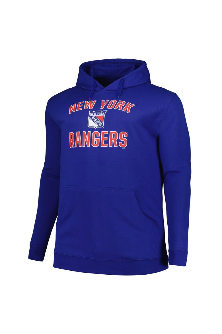 Men's Profile Blue New York Rangers Big & Tall Arch Over Logo Pullover Hoodie, Alternate, color, Blue