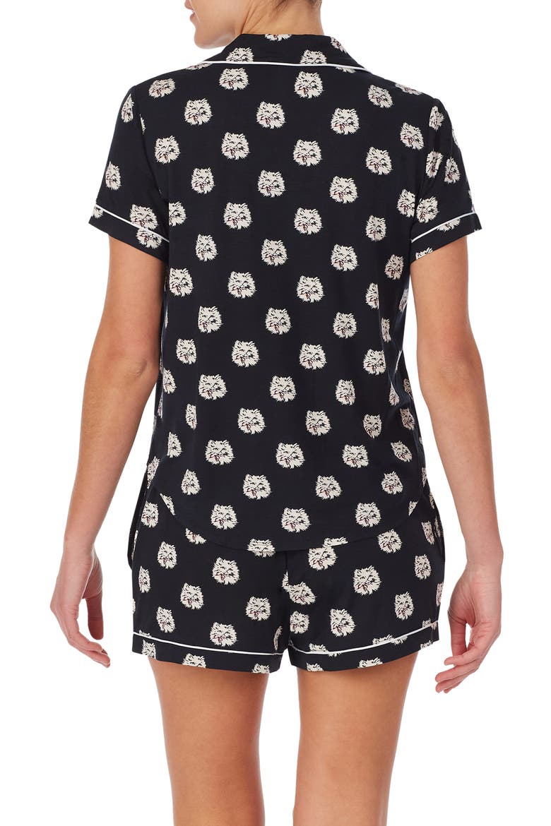 print boxer short pajamas, Alternate, color, BLACK