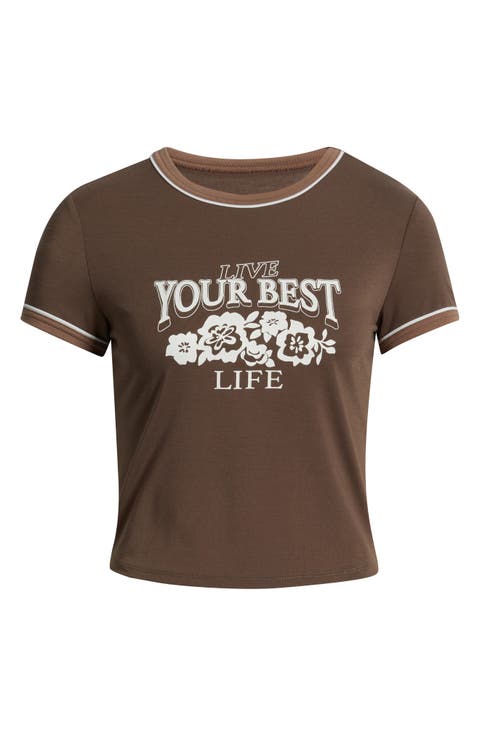 Ringer Crop Graphic Baby Tee