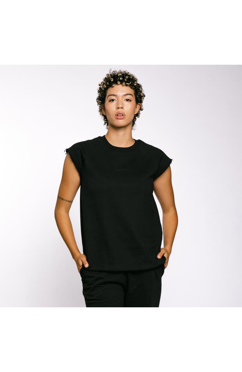 TomboyX French Terry Cut Off Crew, Main, color, Black