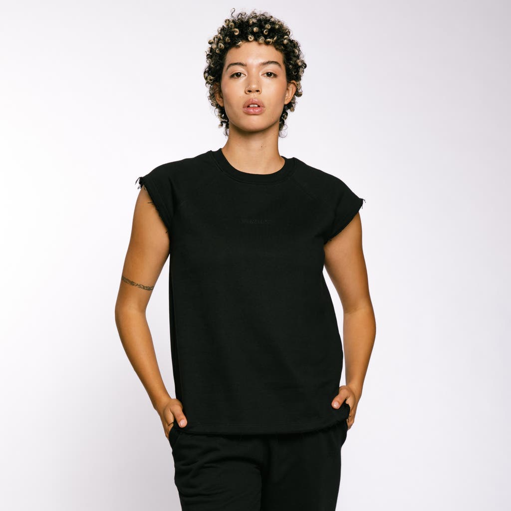 Tomboyx French Terry Cut Off Crew In Black