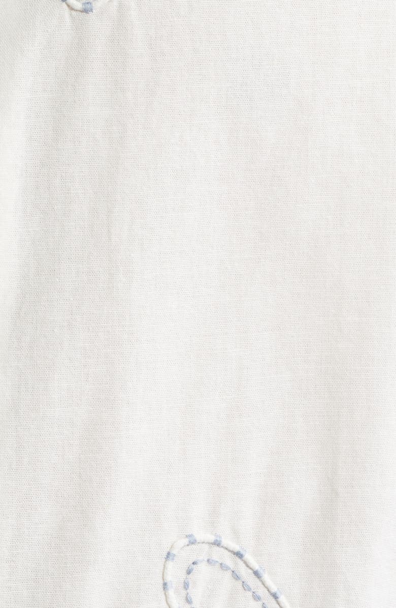 Wax London Didcot Embroidered Cotton & Linen Camp Shirt, Alternate, color, Ecru / Pale Blue