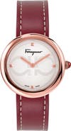 FERRAGAMO Salvatore Ferragamo Chic Leather Strap Watch, 32mm