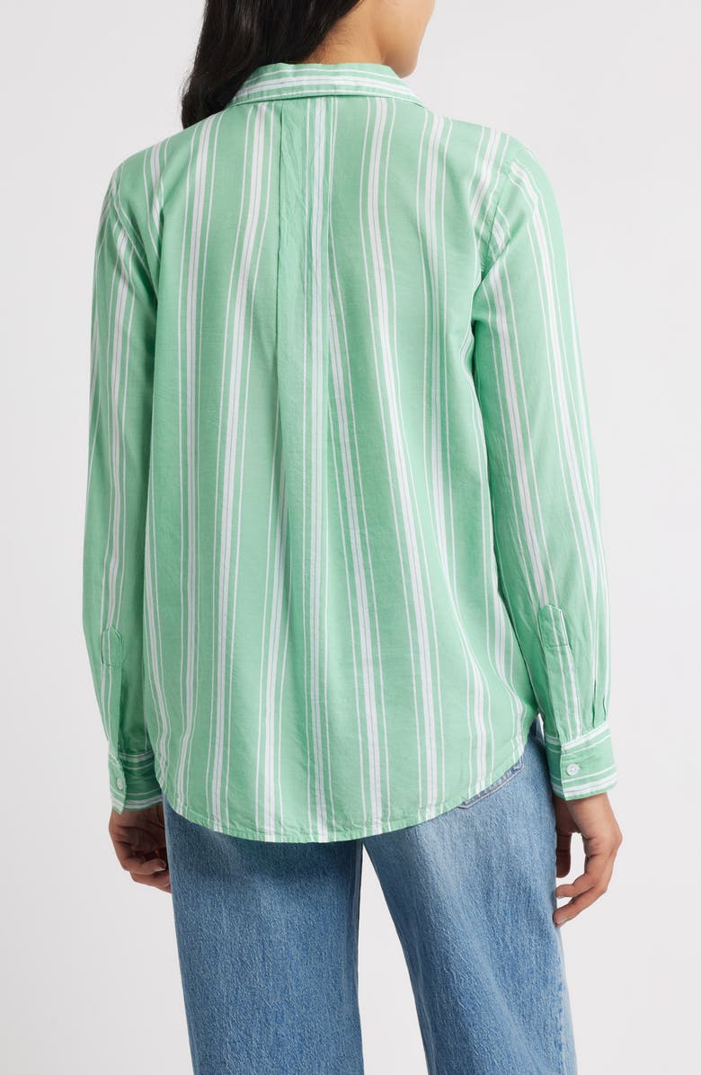 beachlunchlounge Stripe Cotton & Modal Button-Up Shirt, Alternate, color, Lawn Green