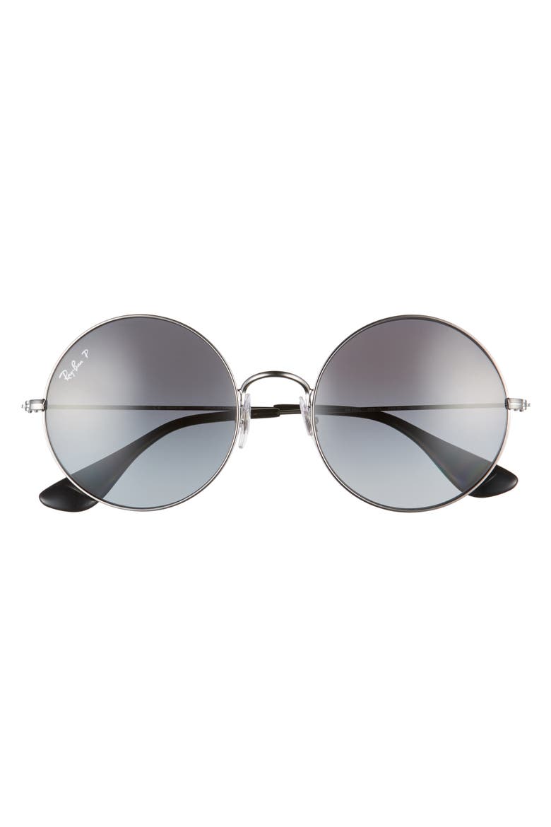 55mm Polarized Round Sunglasses, Alternate, color, GREY/ GRADIENT POLAR