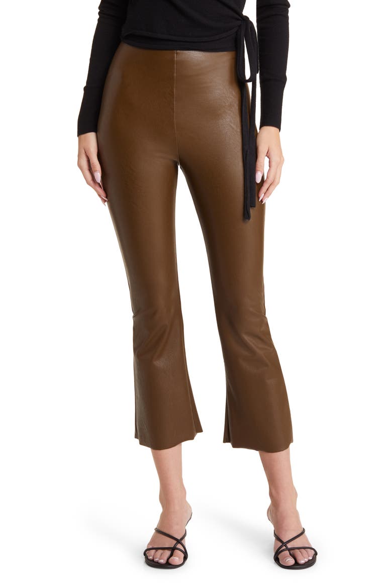 Faux Leather Flare Crop Pull-On Pants, Main, color, CADET