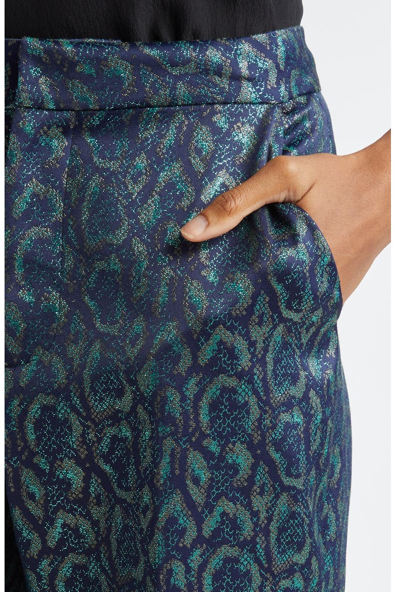 Rebel Metallic Print Pants, Alternate, color, TEAL MULTI