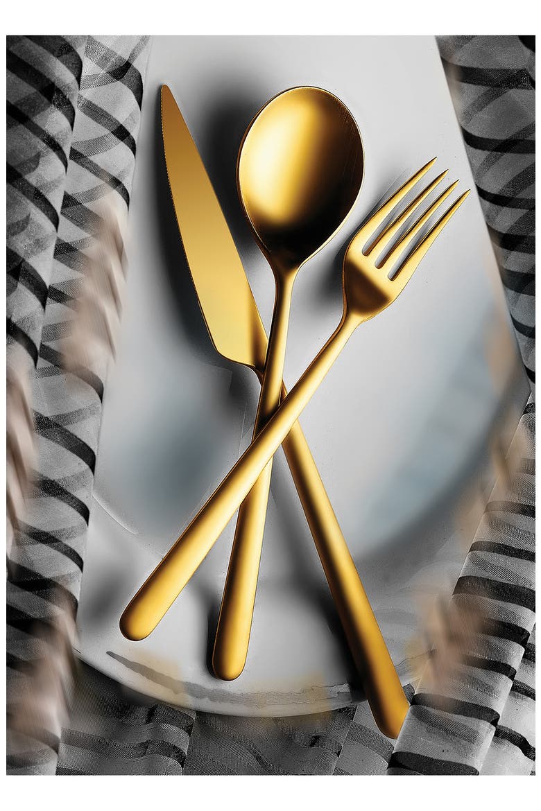 Linea Ice 5-Piece Place Setting, Alternate, color, BRUSHED STAINLESS GOLD