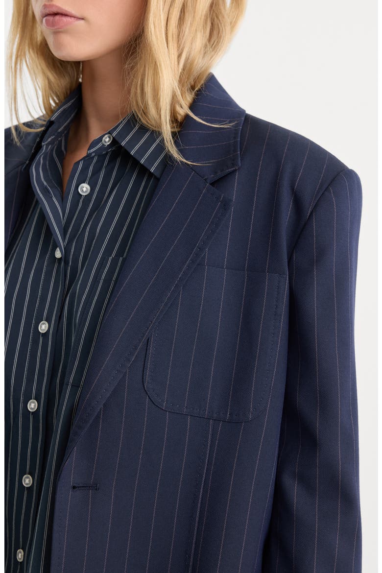 The Oversized Pinstripe Blazer, Alternate, color, NAVY PINSTRIPE