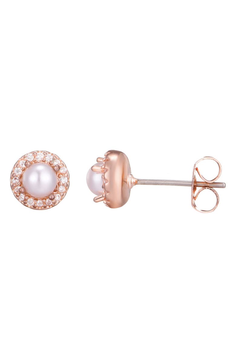 Adornia Freshwater Pearl Crystal Halo Stud Earrings, Alternate, color, White