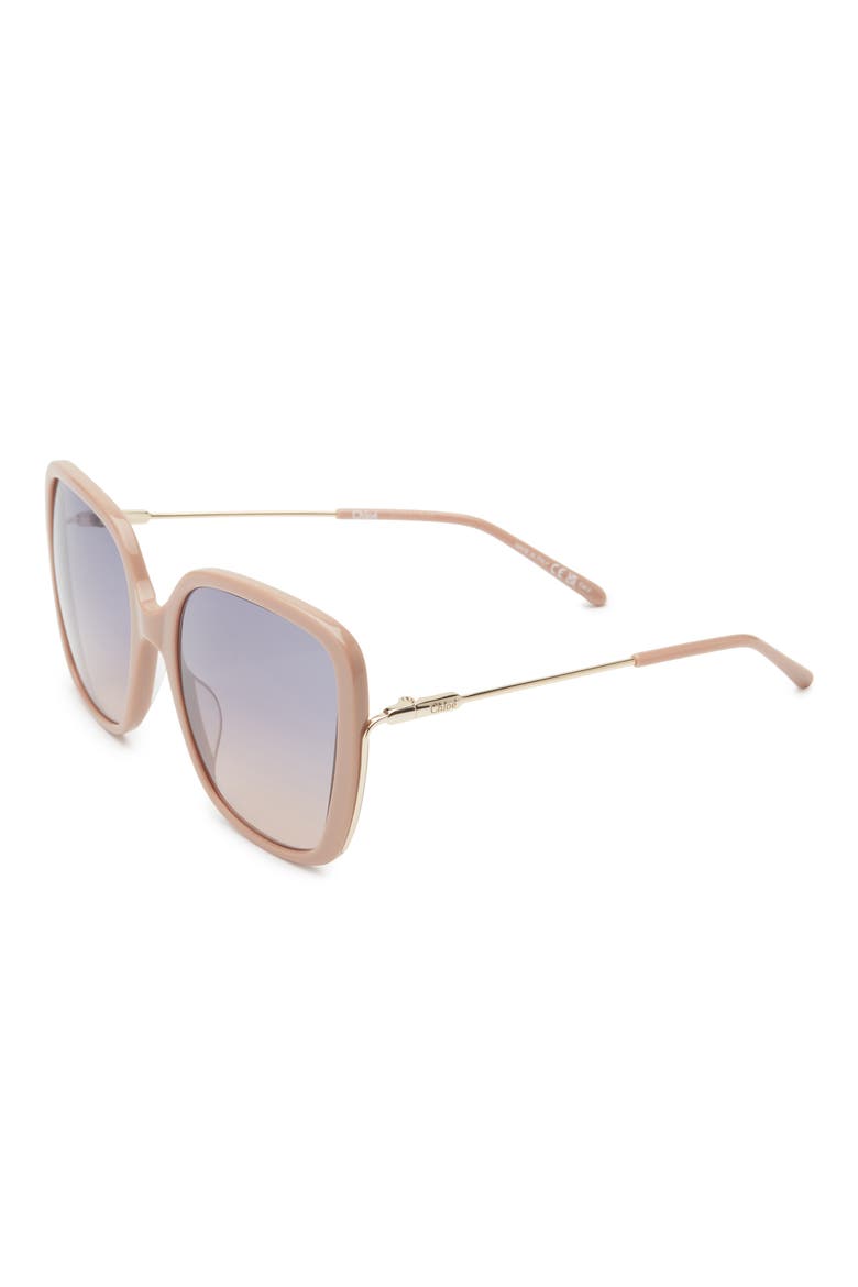 57mm Square Sunglasses, Alternate, color, NUDE GOLD BLUE