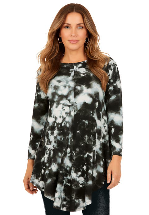 Plus Size Boatneck Swing Ultra Drape Tunic Top