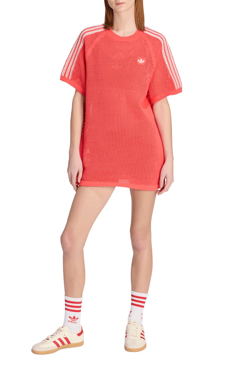 adidas Originals Open Stitch Dress, Main, color, Semi Lucid Red