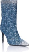 PHILIPP PLEIN Denim Low Boots Monogram Strass 9 Women