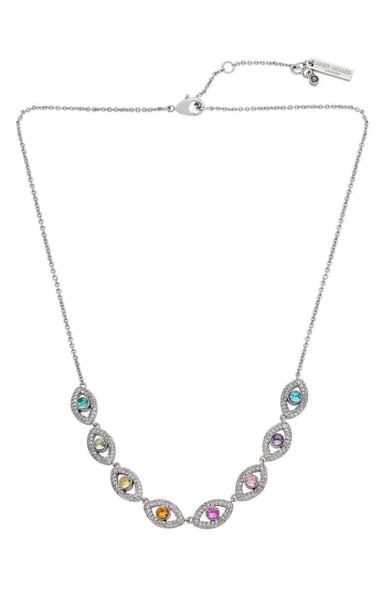 Kurt Geiger London Crystal & CZ Evil Eye Chain Necklace, Alternate, color, 