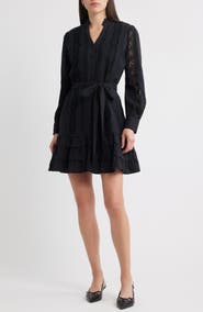Caslon® Lace Panel Long Sleeve Minidress