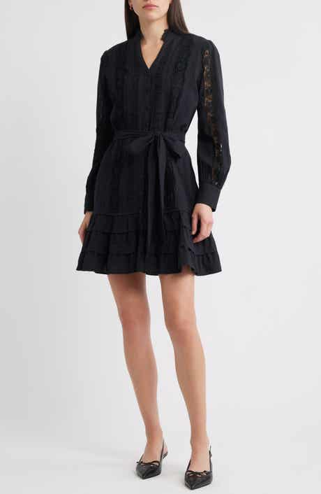 Caslon® Lace Panel Long Sleeve Minidress