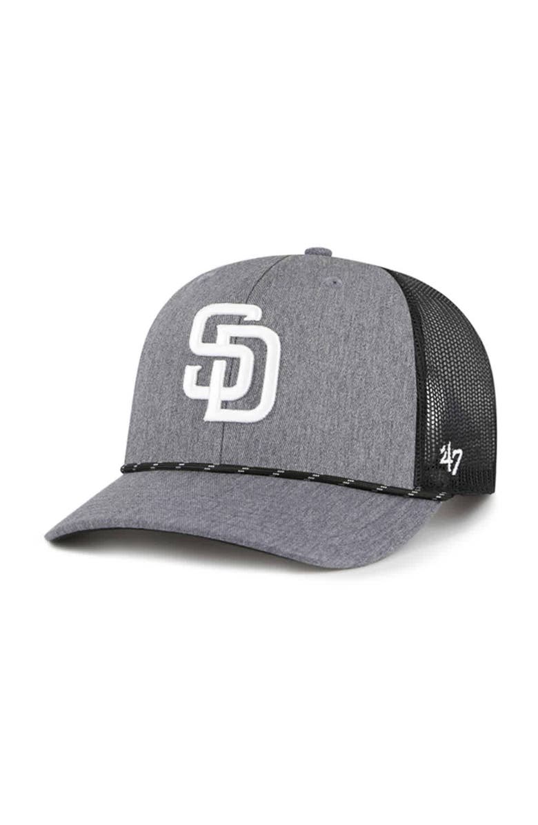 '47 Men's '47 Charcoal San Diego Padres Carbon Rope Trucker Adjustable Hat, Main, color, Charcoal