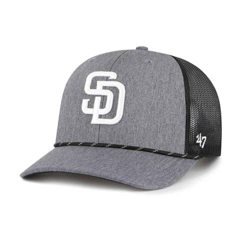 Men's '47 Charcoal San Diego Padres Carbon Rope Trucker Adjustable Hat