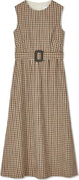 LK Bennett Rae Check Sleeveless Midi Dress