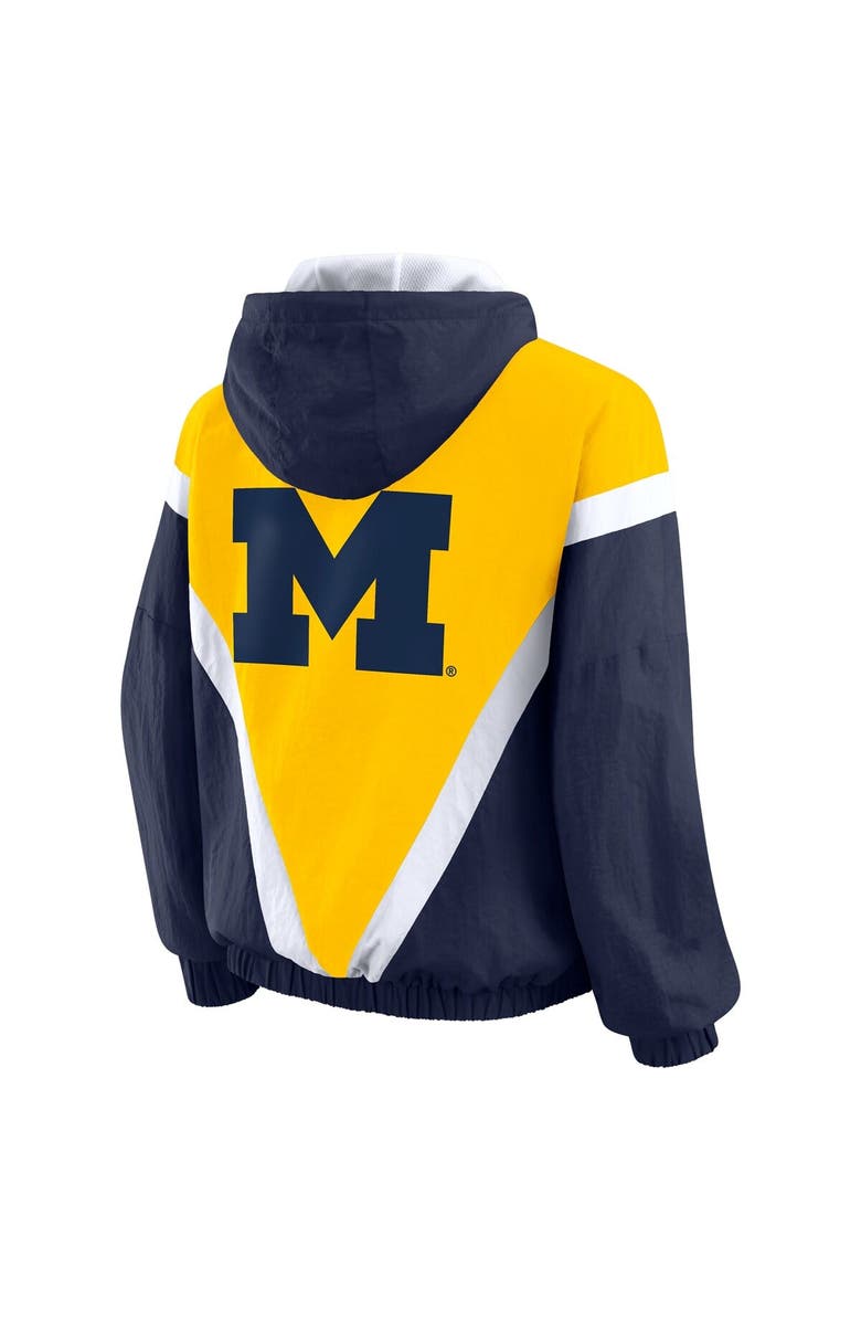 WEAR by Erin Andrews Women's WEAR by Erin Andrews Maize/Navy Michigan Wolverines Colorblock Full-Zip Hoodie Windbreaker Jacket, Alternate, color, Maize