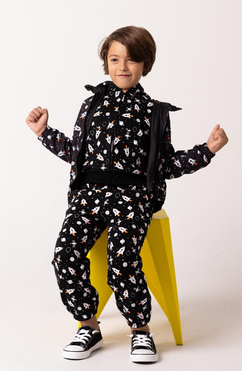 CALONIE Kids' Max Rain Water Repellent Reversible Windbreaker, Alternate, color, Black