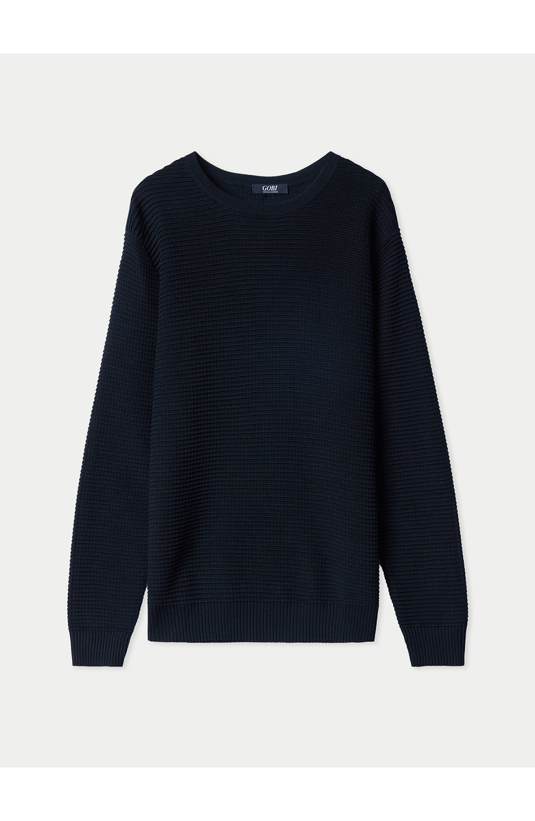 Gobi Cashmere Textured-Knit Silk Cashmere Sweater, Main, color, Blue Graphite