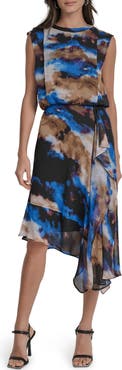 DKNY Sleeveless Asymmetric Midi Dress