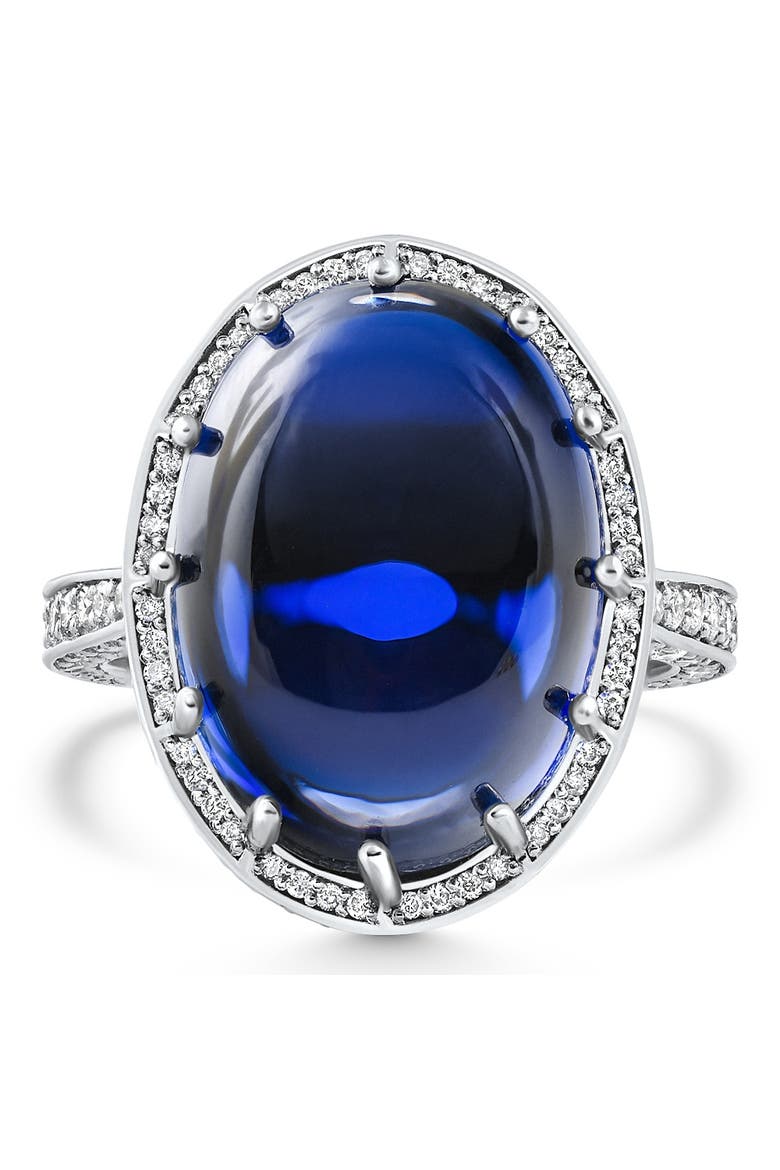 22.70Ct Ceylon Star Sapphire Diamond Heirloom Ring 14k Gold Lab Grown, Main, color, 14k White Gold
